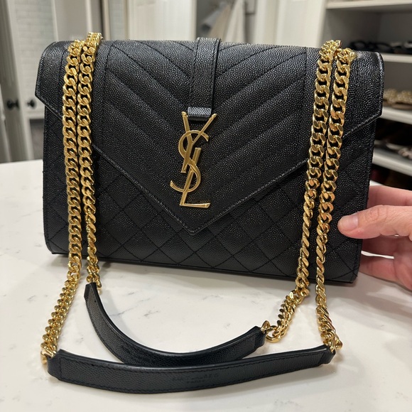 Yves Saint Laurent Handbags - Yves Saint Laurent Black Quilted Shoulder Bag with Gold Chain